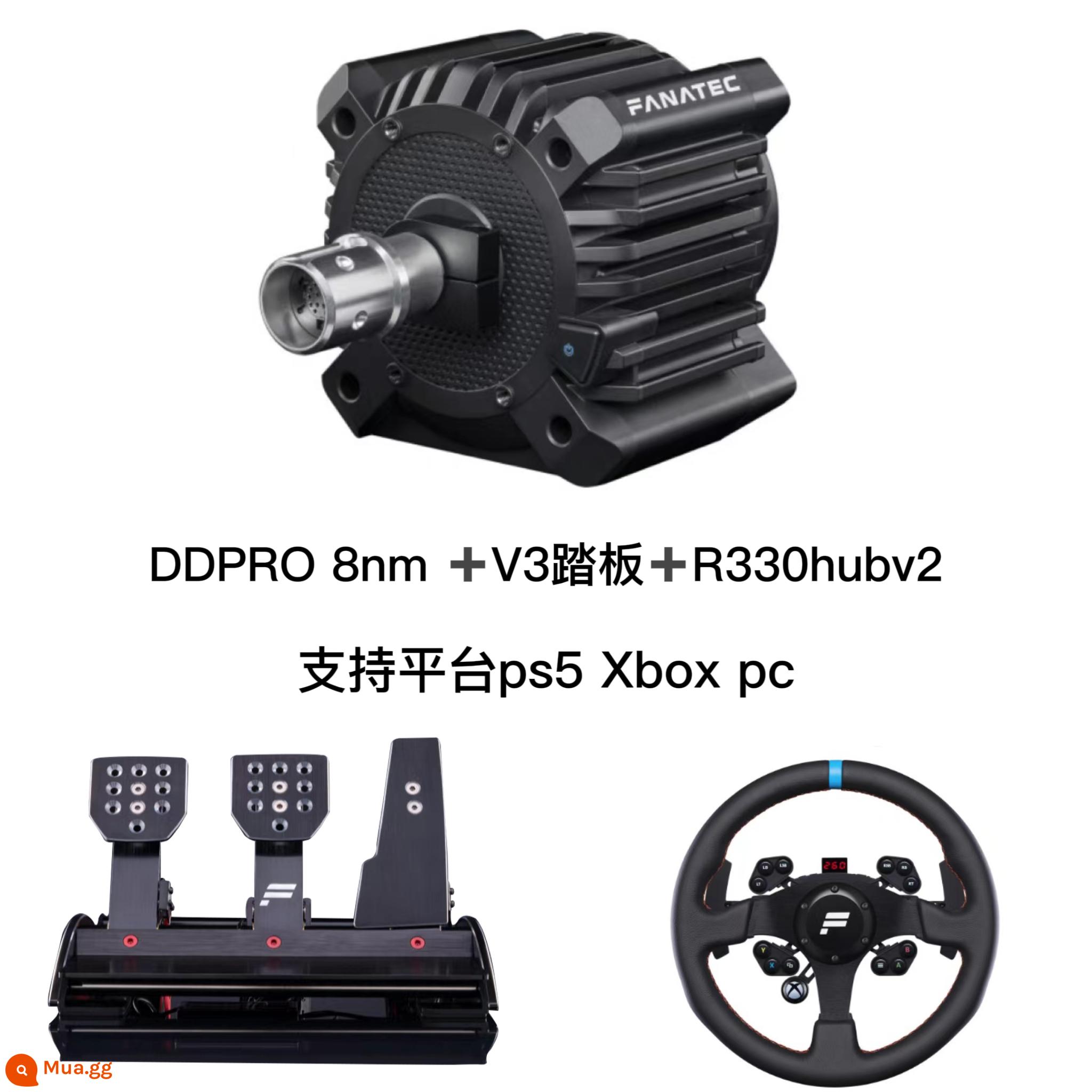 Fanatec Gran Turismo DD Pro Racing Simulator Drive Drive Steel DDPRO Khối đơn - Bàn đạp DDPRO8 NM +V3 +R330HUBV2