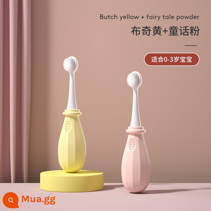 Baby kangaroo Bàn chải đánh răng trẻ em Babu lông mềm 1-2-3-5 đến 6 từ một tuổi rưỡi trở lên bé mọc răng bé - Vàng Butch + Hồng cổ tích (0-3 tuổi)