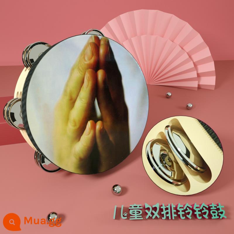 Đôn Hoàng tay tambourine Tân Cương Uyghur tambourine múa bay đạo cụ kiểm tra chứng nhận trường mẫu giáo nhỏ tambourine - Đức Tin (chuông đôi 8 inch) đường kính 20 cm