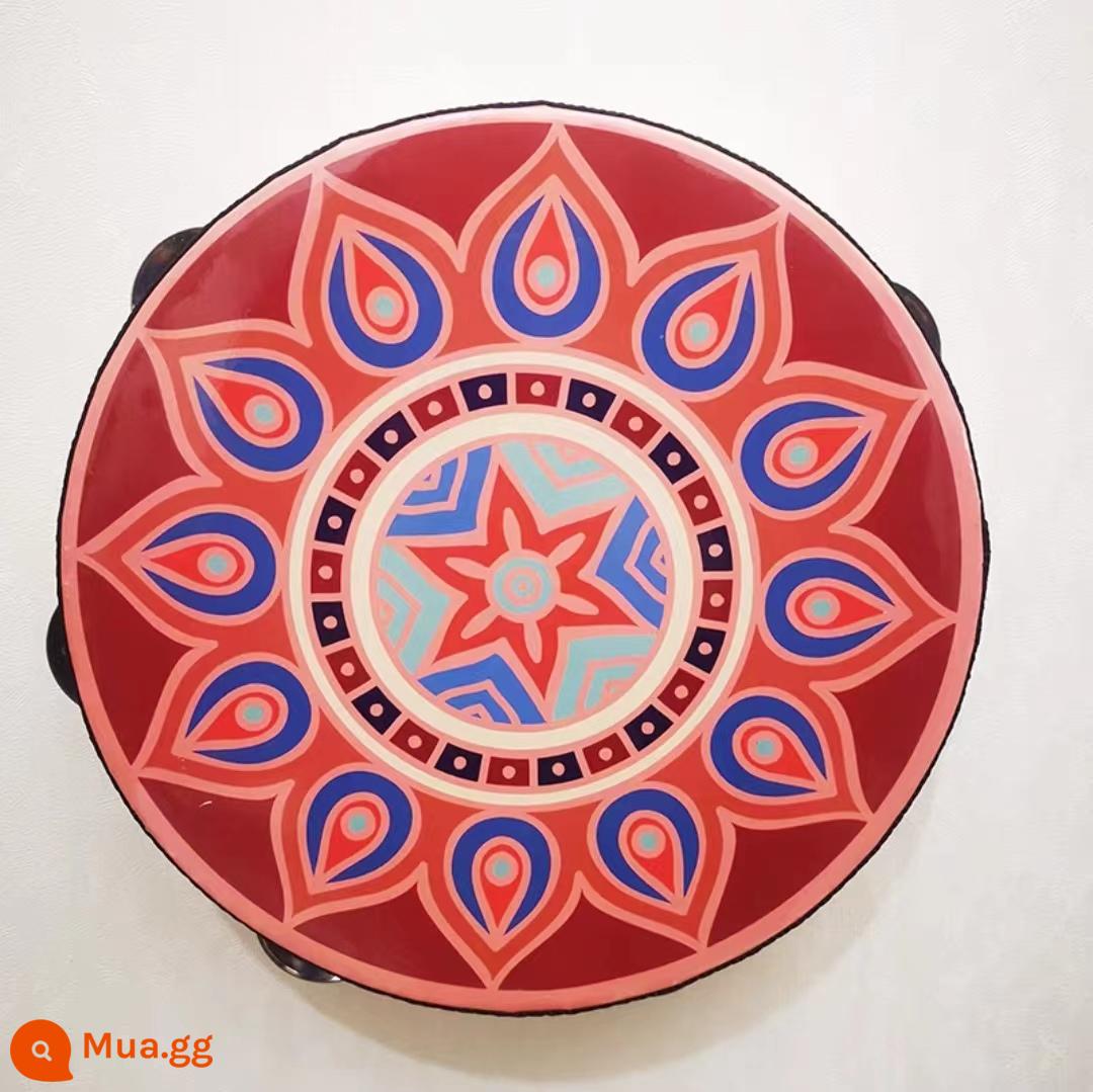 Đôn Hoàng tay tambourine Tân Cương Uyghur tambourine múa bay đạo cụ kiểm tra chứng nhận trường mẫu giáo nhỏ tambourine - Hoa cát tường trắng 8 tấc hàng đơn