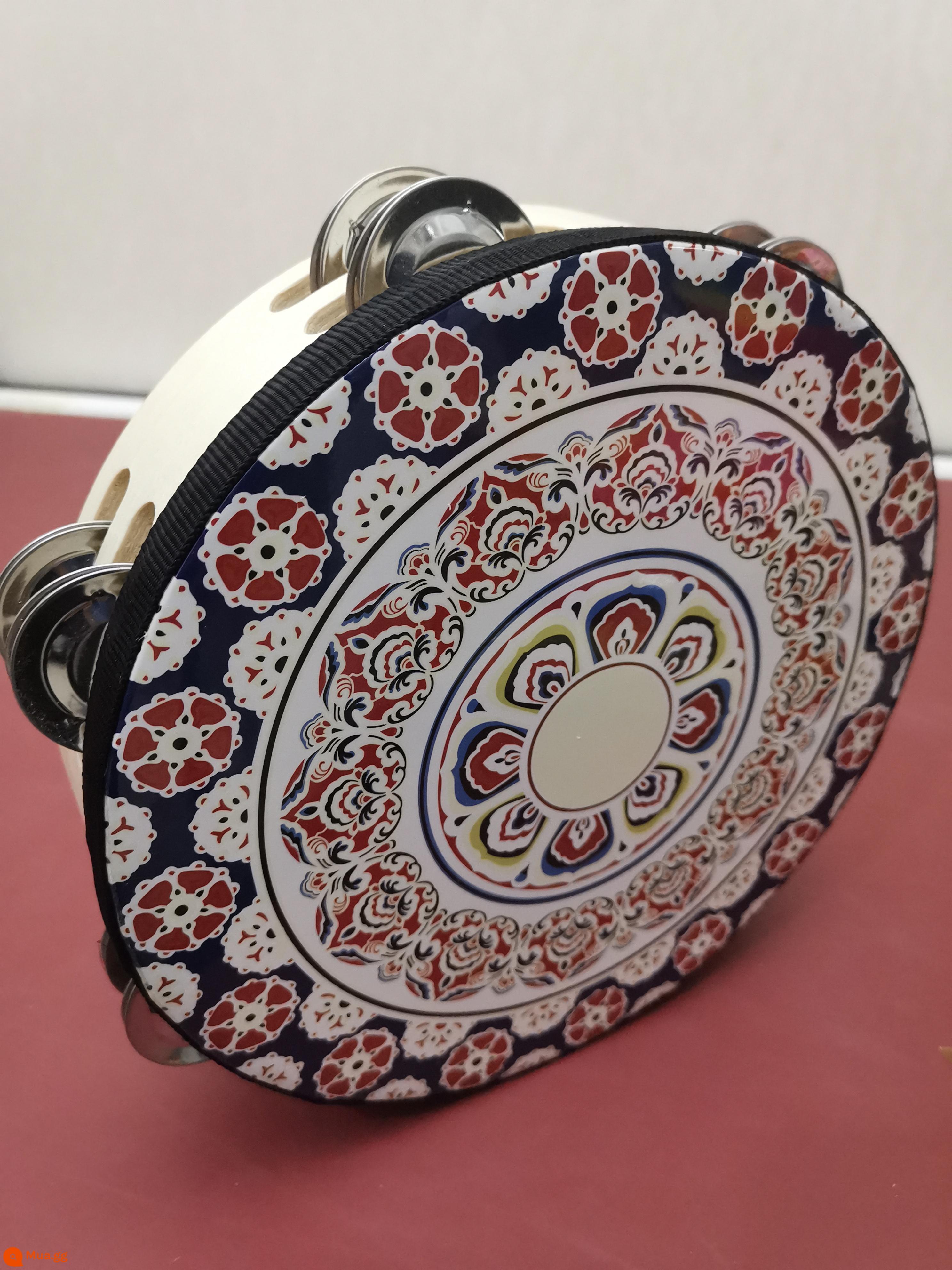 Đôn Hoàng tay tambourine Tân Cương Uyghur tambourine múa bay đạo cụ kiểm tra chứng nhận trường mẫu giáo nhỏ tambourine - Nhóm hoa nhẹ (chuông đôi 8 tấc)