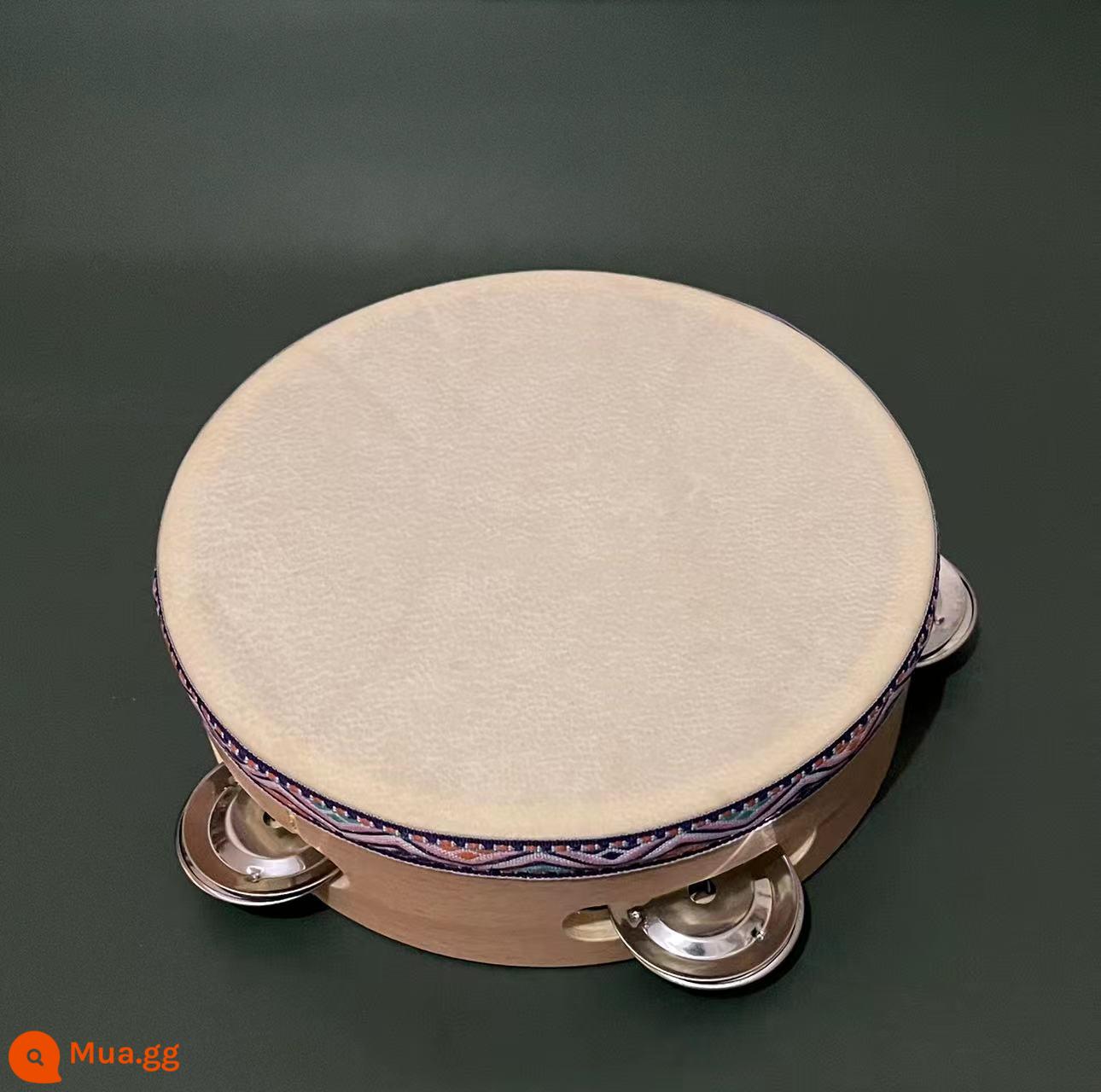 Đôn Hoàng tay tambourine Tân Cương Uyghur tambourine múa bay đạo cụ kiểm tra chứng nhận trường mẫu giáo nhỏ tambourine - Màu kaki đậm 6 inch da cừu sồi 15 cm