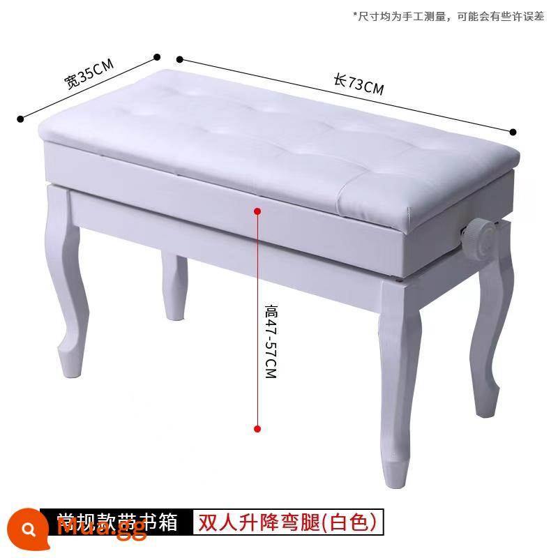 Kimberly Piano Stool Gỗ Solid Chân cong Đôi với Bookbox Piano Stool Organ điện tử Piano điện tử Guzheng Stool Vertical Universal - Thang máy đôi có tủ sách (chân cong màu trắng)