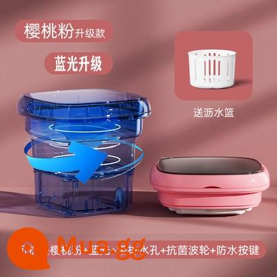 Quần Lót Máy Giặt Mini Hộ Gia Đình Nhỏ Chuyên Dụng Tua Bin Tự Động Giặt Bé Gấp Tất Giặt Hiện Vật - 8L-hồng ánh sáng xanh kháng khuẩn + hẹn giờ tự động + giỏ đựng nước xả + ống thoát nước (có dây nguồn)