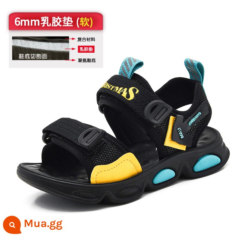 Giày Sandal Bé Trai 2023 Mới Lớn Trẻ Em Phiên Bản Hàn Quốc Mùa Hè Trẻ Em Đế Mềm Chống Trượt Giày Học Sinh Đi Biển - 12 màu vàng (đệm cao su 6MM)