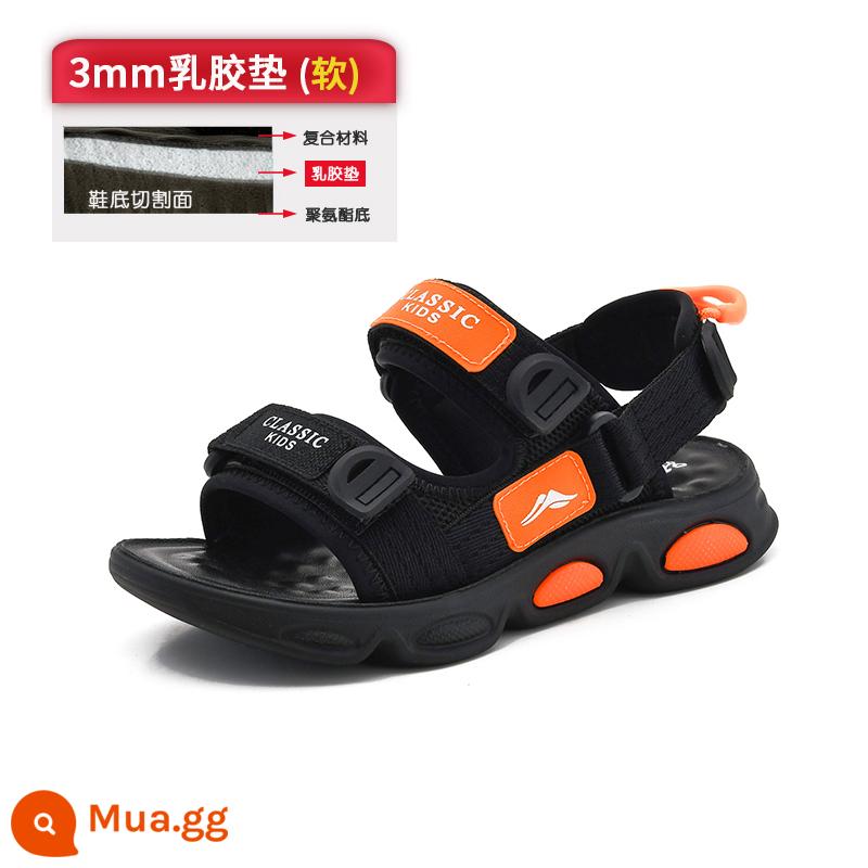 Giày Sandal Bé Trai 2023 Mới Lớn Trẻ Em Phiên Bản Hàn Quốc Mùa Hè Trẻ Em Đế Mềm Chống Trượt Giày Học Sinh Đi Biển - Màu cam (đệm cao su 3MM)