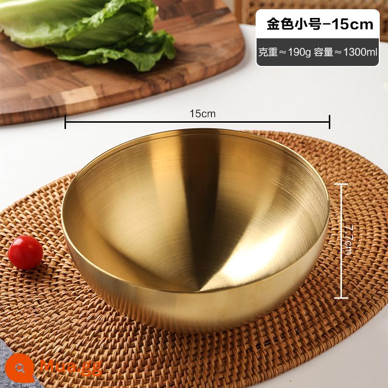 Bát mì ăn liền inox Sheri Hàn Quốc bibimbap Bát mì lạnh Bát súp lớn hộ gia đình Bát salad trái cây trộn với các món nguội - Kèn vàng-15cm