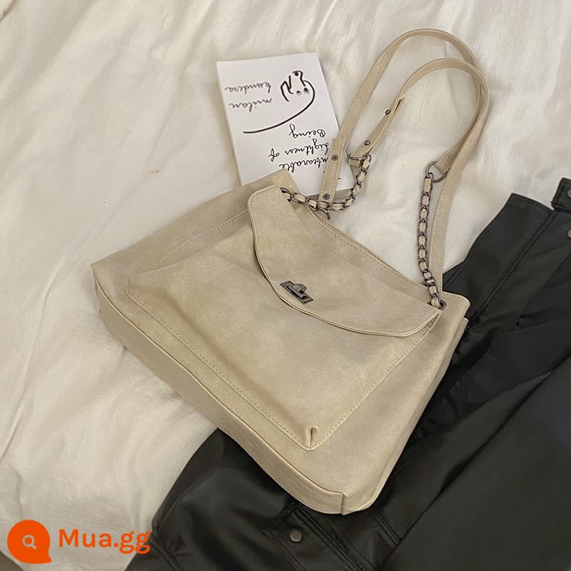 Túi sức chứa lớn dành cho nữ 2024 Túi tote dây xích thời trang mới hợp thời trang Túi đeo chéo hobo đa năng Túi đi lại - Trắng