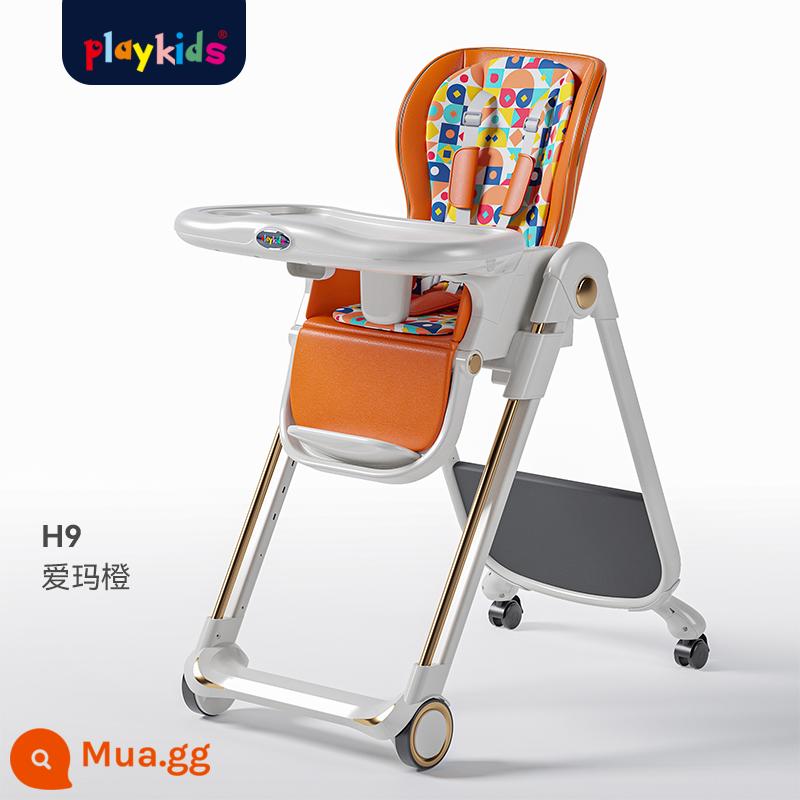 Ghế ăn cho bé Playkids có thể gập lại cho bé tại nhà Ghế di động đa chức năng Ghế ăn cho trẻ em - Emma Orange - Đẹp trai và ổn định hơn