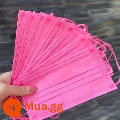 10 gói khẩu trang dùng 1 lần Khẩu trang bảo hộ 3 lớp thoáng khí chống bụi bằng bột vải tan chảy tím xanh cam đỏ trắng - Bông tai cùng màu - hồng hồng