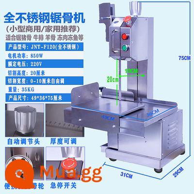 Máy cắt xương hoàn toàn tự động máy cắt xương thương mại máy cưa xương hộ gia đình thịt bò đông lạnh cưa xương bằng thép không gỉ hiện vật - Mẫu bàn trượt 120 sang trọng 850 watt đi kèm 5 lưỡi cưa