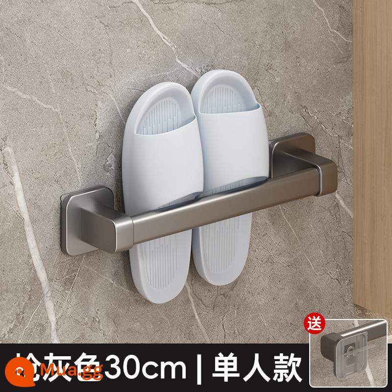 Kệ để dép nhà tắm không đục lỗ, kệ đựng giày treo tường phòng bột, cửa toilet treo tường phía sau giá thoát nước - Súng cực đơn màu xám-30cm