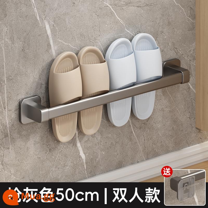 Kệ để dép nhà tắm không đục lỗ, kệ đựng giày treo tường phòng bột, cửa toilet treo tường phía sau giá thoát nước - Súng cực đơn màu xám-50cm