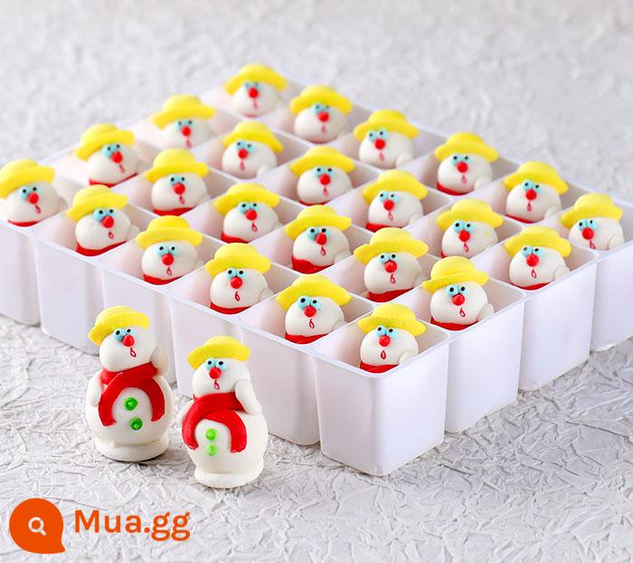 Miễn phí vận chuyển trang trí bánh Giáng Sinh Fondant cây Giáng Sinh Ông Già Noel Kẹo Người Kẹo Búp Bê trang trí bánh - Người tuyết mắt xanh đội mũ vàng 1 hộp/24 chiếc