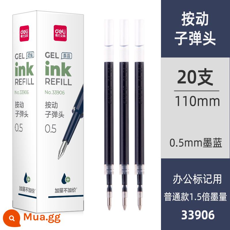 Nạp mực mạnh mẽ làm khô nhanh đầu bút mực trung tính 0,5 dành cho sinh viên Nắp kéo 0,38 bút bấm dạng viên đạn cho văn phòng kinh doanh Bút mực nước nạp lại màu đen ống kim đầy đủ Kiểm tra nạp lại chữ ký 0,35mm - Phiên bản nạp mực dài 600m viết [20 lần nạp mực xanh 0,5 lần nạp bút] đầu đạn 33906