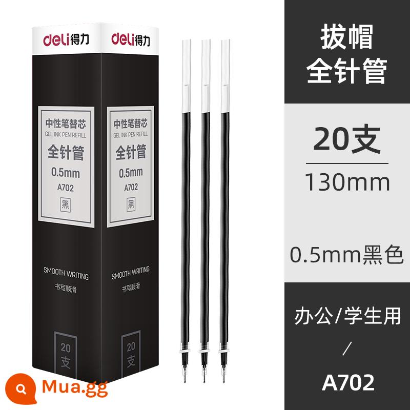 Nạp mực mạnh mẽ làm khô nhanh đầu bút mực trung tính 0,5 dành cho sinh viên Nắp kéo 0,38 bút bấm dạng viên đạn cho văn phòng kinh doanh Bút mực nước nạp lại màu đen ống kim đầy đủ Kiểm tra nạp lại chữ ký 0,35mm - [20 lần nạp bút đóng nắp 0,5 màu đen] Thùng kim đầy đủ A702