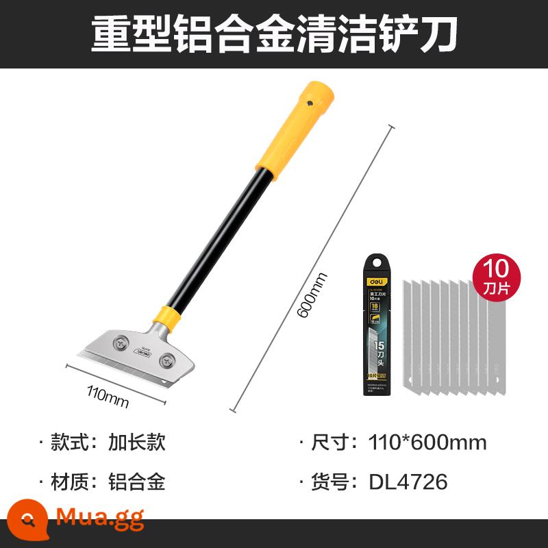 Dụng cụ mạnh mẽ, dao làm sạch xẻng, dụng cụ cạo kính hợp kim nhôm, xẻng mở rộng sàn, khử nhiễm da tường, loại bỏ đường may đẹp, loại bỏ keo - [Hạng nặng - phiên bản mở rộng] chổi cao su 60cm + 10 lưỡi dao