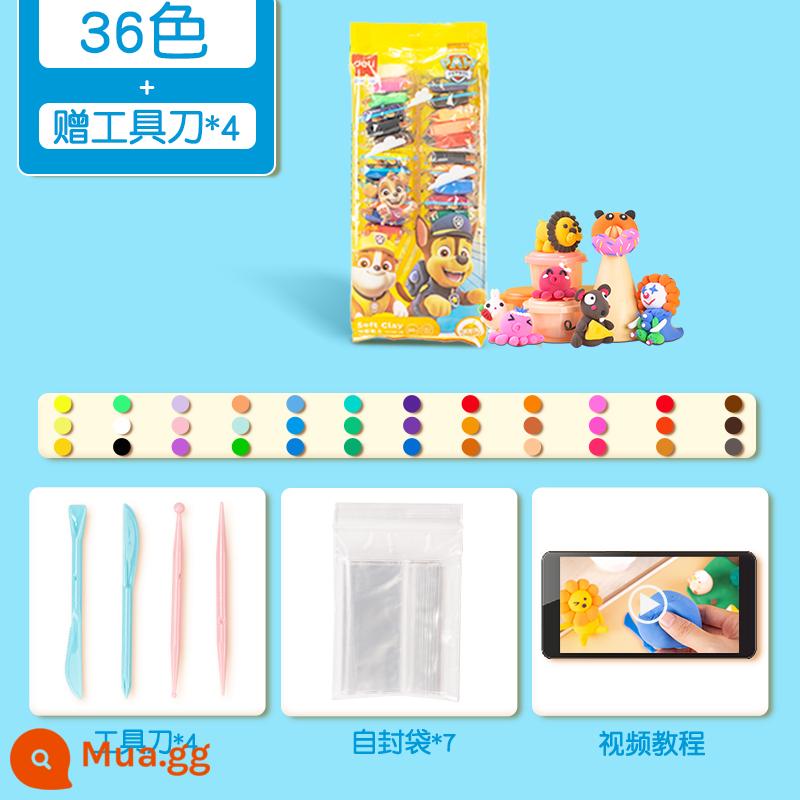 Mạnh mẽ trẻ em plasticine đất sét siêu nhẹ màu bùn handmade đất sét nhẹ tập đi cho bé tự làm đồ chơi 24 màu 12 màu - [Mẫu đóng túi Paw Paw Team] Đất sét đóng túi 36 màu * 1 túi (tặng kèm túi ziplock đựng dao dụng cụ)