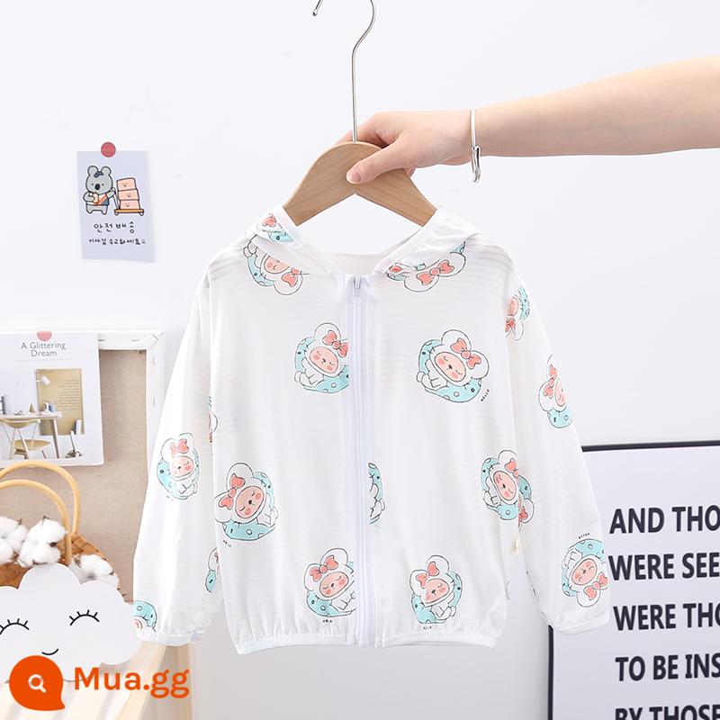 Phần mỏng cotton nguyên chất cho trẻ em áo sơ mi điều hòa không khí mùa hè quần áo chống nắng cho bé áo khoác trẻ em nữ và nam trẻ em thoáng khí ngoài trời có mũ trùm đầu - em bé đang ngủ