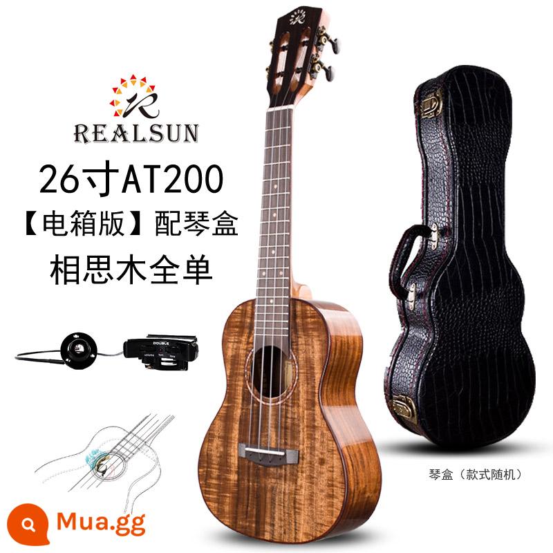 Đàn ukulele phủ veneer Realsun Ruisheng AC100 gỗ gụ keo 23 inch 26 inch AC200AT200 - Veneer toàn bộ bằng gỗ keo AT200 26 inch [phiên bản hộp điện] [có vỏ đàn piano]