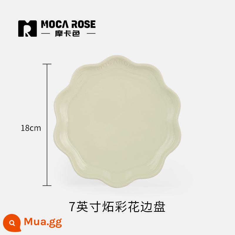 mocarose mocha bộ món ăn nhà đồ đá bộ đồ ăn truffle trái cây màu trắng bít tết tấm ăn tối bát đũa kết hợp - Kem ren 7 inch màu trắng