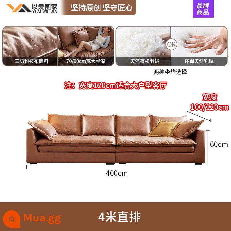 Sofa vải công nghệ rộng ngồi siêu sâu phòng khách tối giản hiện đại biệt thự sang trọng ánh sáng lớn hàng thẳng Sofa vải tối giản kiểu Ý - [4.0m] Sofa thẳng