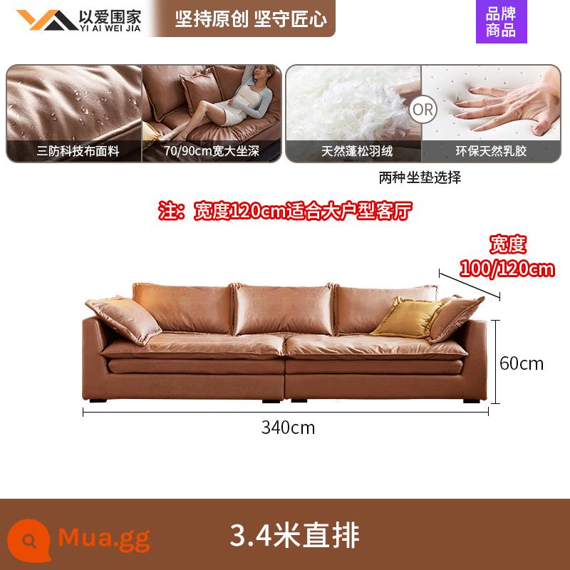 Sofa vải công nghệ rộng ngồi siêu sâu phòng khách tối giản hiện đại biệt thự sang trọng ánh sáng lớn hàng thẳng Sofa vải tối giản kiểu Ý - [3,4m] Sofa thẳng