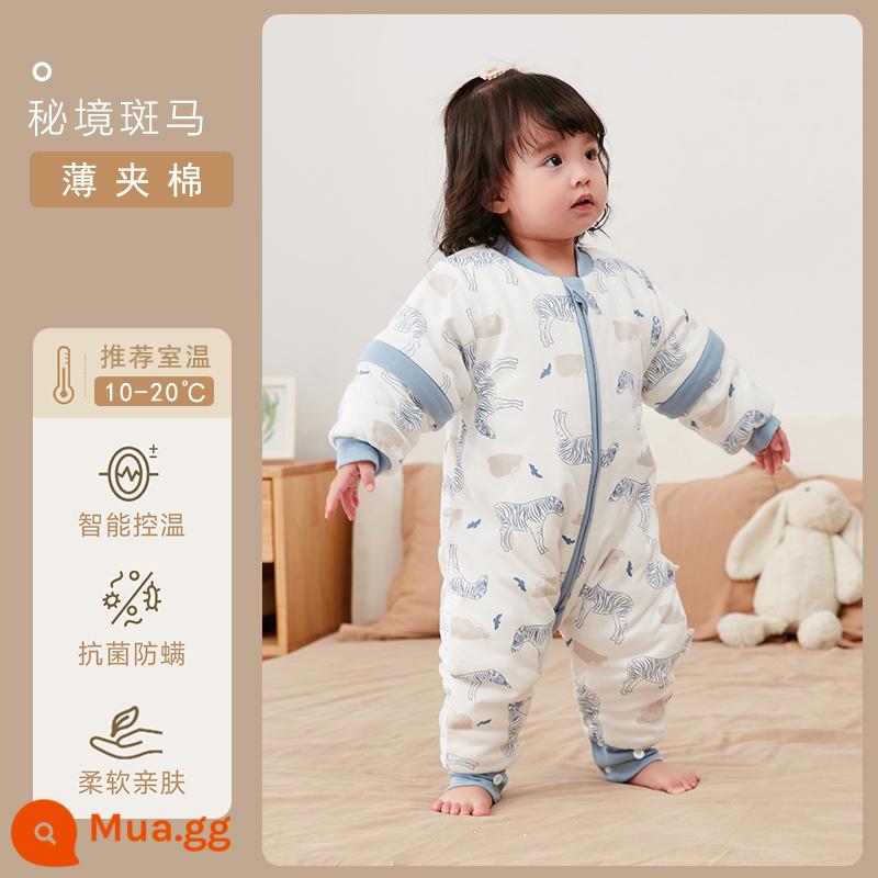 Qinxinyafang túi ngủ cho bé mùa thu đông cotton nguyên chất chăn bông chống đá cho bé tách chân túi ngủ nhiệt độ không đổi phổ biến cho tất cả các mùa - Bông giữ nhiệt dày vừa phải cảm biến nhiệt độ [không khuyến nghị dùng bao chân ở 10-20 độ] Secret Zebra