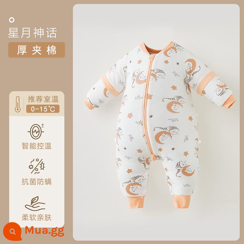 Qinxinyafang túi ngủ cho bé mùa thu đông cotton nguyên chất chăn bông chống đá cho bé tách chân túi ngủ nhiệt độ không đổi phổ biến cho tất cả các mùa - Cảm biến nhiệt độ có thể nhìn thấy bằng bông dày ở nhiệt độ không đổi [không khuyến nghị dùng bao chân 0-10 độ] Huyền thoại Xingyue