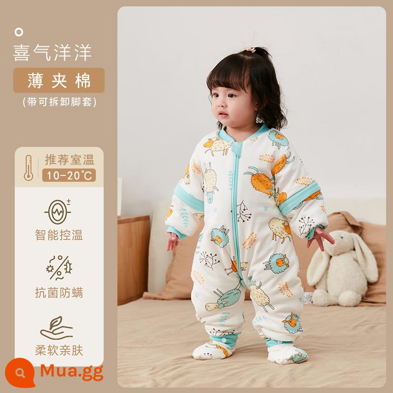 Qinxinyafang túi ngủ cho bé mùa thu đông cotton nguyên chất chăn bông chống đá cho bé tách chân túi ngủ nhiệt độ không đổi phổ biến cho tất cả các mùa - Bông giữ nhiệt dày vừa phải với khả năng cảm biến nhiệt độ trực quan [khuyến nghị 10-20 độ với bao chân] rạng rỡ niềm vui