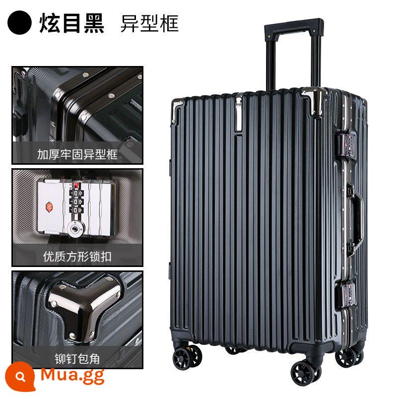 [Bán hàng trực tiếp tại nhà máy] Vali nam xe đẩy sức chứa lớn 28 vali bánh xe phổ thông nữ 24 inch mạnh mẽ và bền bỉ - Đen [góc kim loại + móc + khung nhôm]