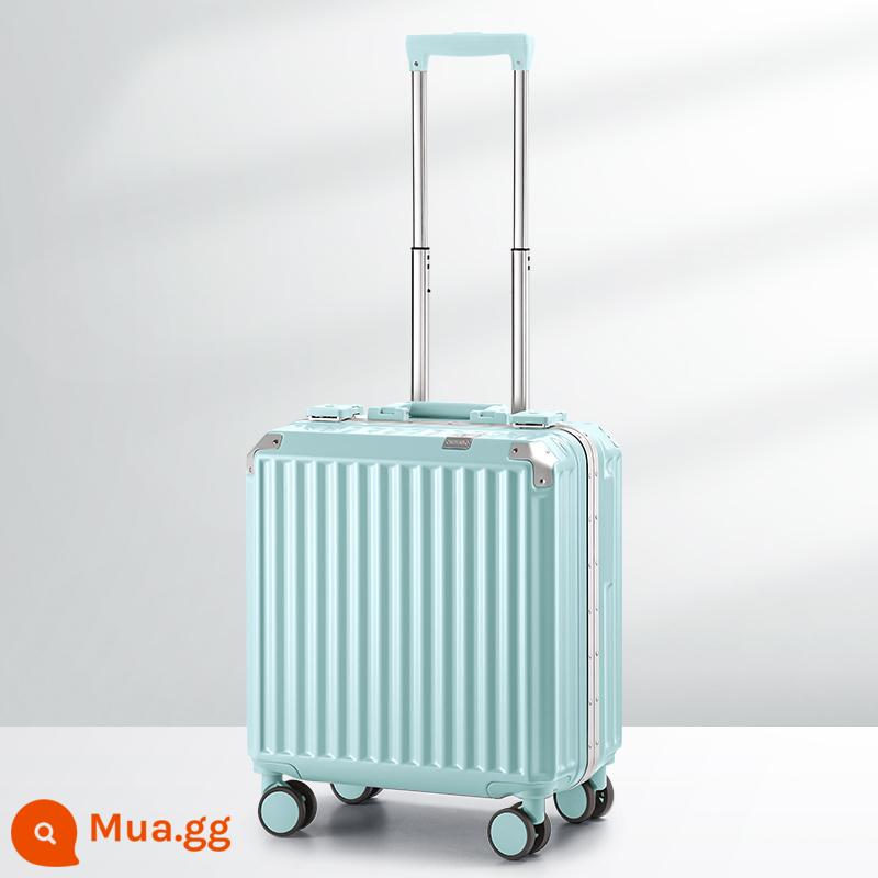 Vali nhỏ nữ 18 inch hộp mật khẩu lên máy bay nhẹ và chất lượng cao xe đẩy du lịch mini hộp da 20 nam - Khung nhôm màu xanh bạc hà/thời trang