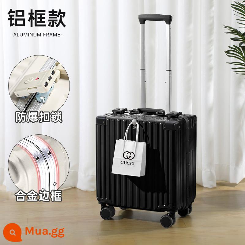 Hộp đựng vali kéo 18 inch dành cho nữ nhỏ nhẹ mini 2023 hộp mã du lịch nội trú mới dành cho nam 16 - Mô hình khung nhôm dày / đen tối được gia cố