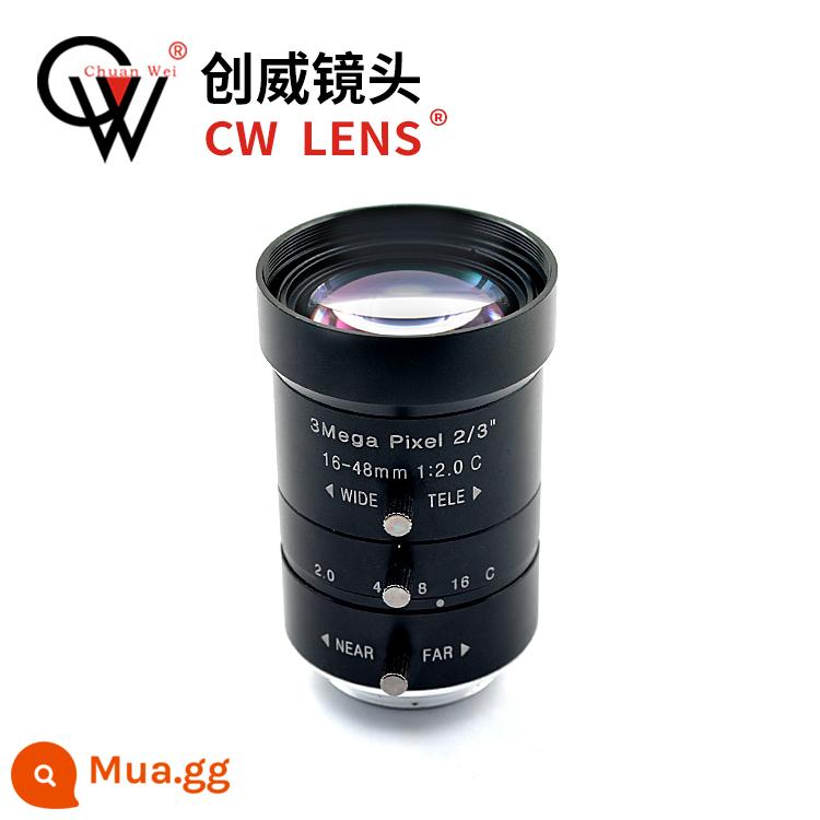 Ống kính zoom công nghiệp tiêu cự cố định tùy chọn 1 inch 2/3"1/2" C-mount phụ kiện máy ảnh công nghiệp ống kính thị giác máy - Ống kính zoom C-mount 16-48mm3MP 2/3"