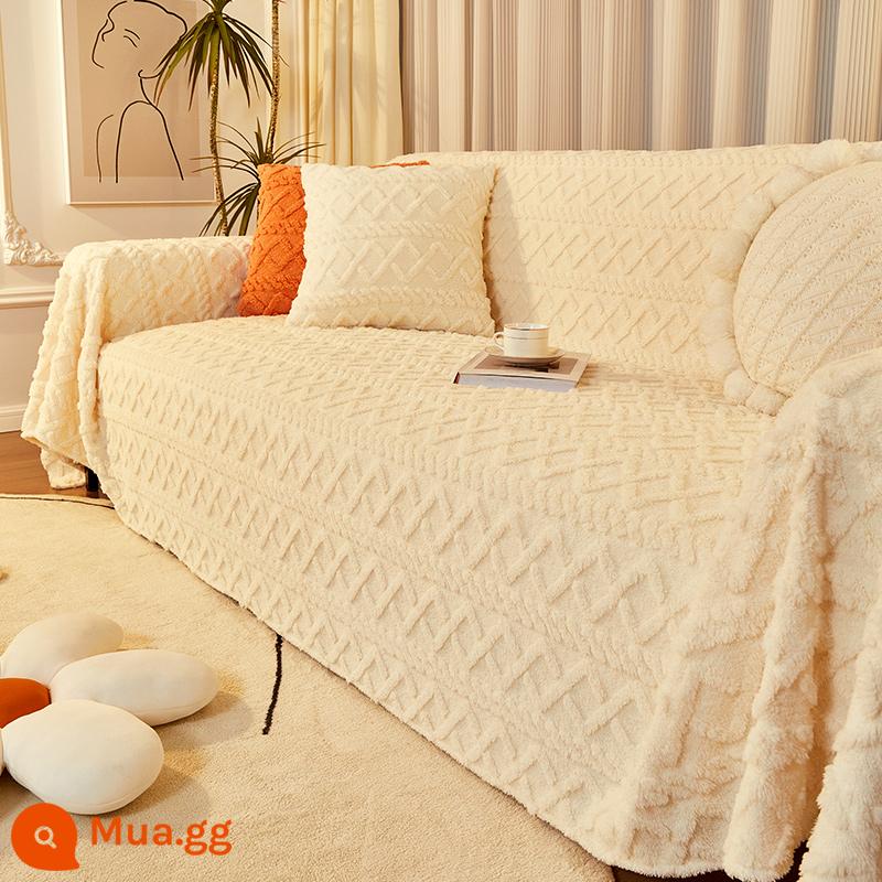 Vải ghế sofa FLUFFY SOFA SET Anti -cat lấy SS Sofa Khăn bìa tất cả -Chăn sofa phổ biến bao gồm tất cả các vỏ bọc - Nuanrou-cream trắng [dày và mã hóa, có thể giặt bằng máy và không có xơ vải]