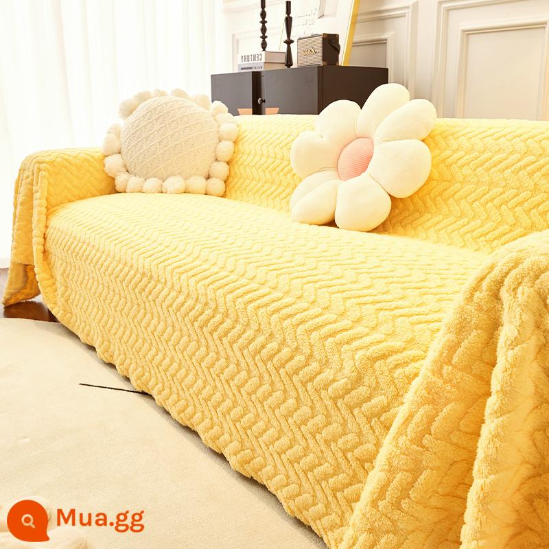 Vải ghế sofa FLUFFY SOFA SET Anti -cat lấy SS Sofa Khăn bìa tất cả -Chăn sofa phổ biến bao gồm tất cả các vỏ bọc - Màu vàng ngỗng ấm áp