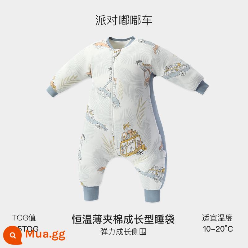 Túi ngủ trẻ em Griny mùa thu đông dày dặn bé chia chân mùa xuân và mùa thu túi ngủ tiết diện mỏng cotton nguyên chất chăn chống đá trẻ em nhiệt độ không đổi - Tiệc tuk-tuk (chăn mỏng ở nhiệt độ không đổi, tấm bên)