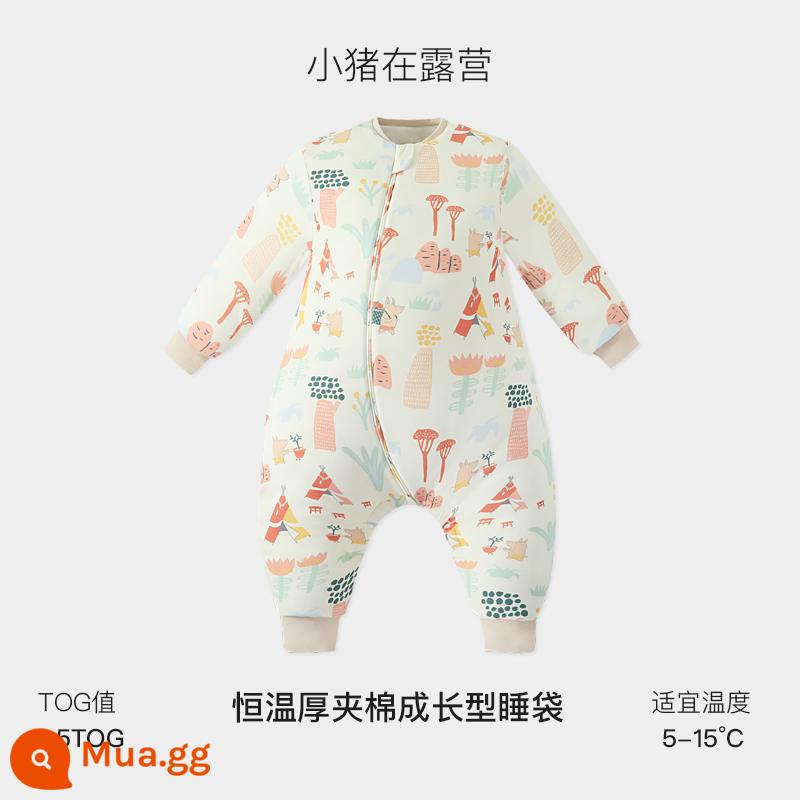 Túi ngủ trẻ em Griny mùa thu đông dày dặn bé chia chân mùa xuân và mùa thu túi ngủ tiết diện mỏng cotton nguyên chất chăn chống đá trẻ em nhiệt độ không đổi - Cắm trại cho heo con (chăn bông dày ở nhiệt độ không đổi)