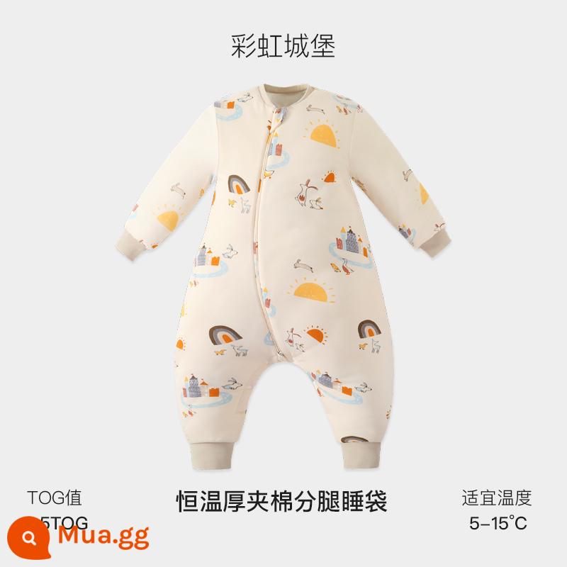 Túi ngủ trẻ em Griny mùa thu đông dày dặn bé chia chân mùa xuân và mùa thu túi ngủ tiết diện mỏng cotton nguyên chất chăn chống đá trẻ em nhiệt độ không đổi - Lâu Đài Cầu Vồng (chăn bông dày ở nhiệt độ không đổi)