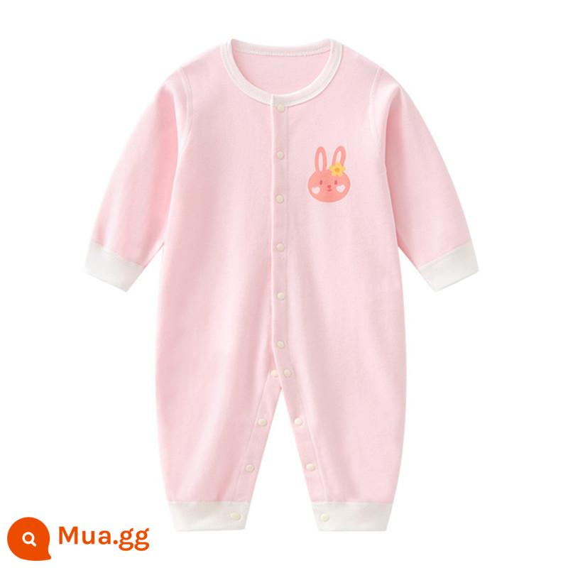 Quần áo trẻ sơ sinh mùa hè mùa hè phần mỏng jumpsuit mùa hè bé nhà sư quần áo trẻ sơ sinh cotton jumpsuit - Dây nịt thỏ hồng bốn mùa