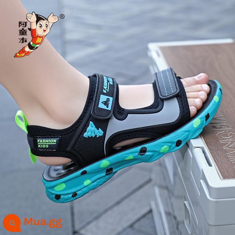 Giày sandal trẻ em Astroboy bé trai mùa hè 2023 mới Giày đi biển Bao Đầu trẻ em trung và lớn học sinh đế mềm chống trượt - ATM199 xanh đen