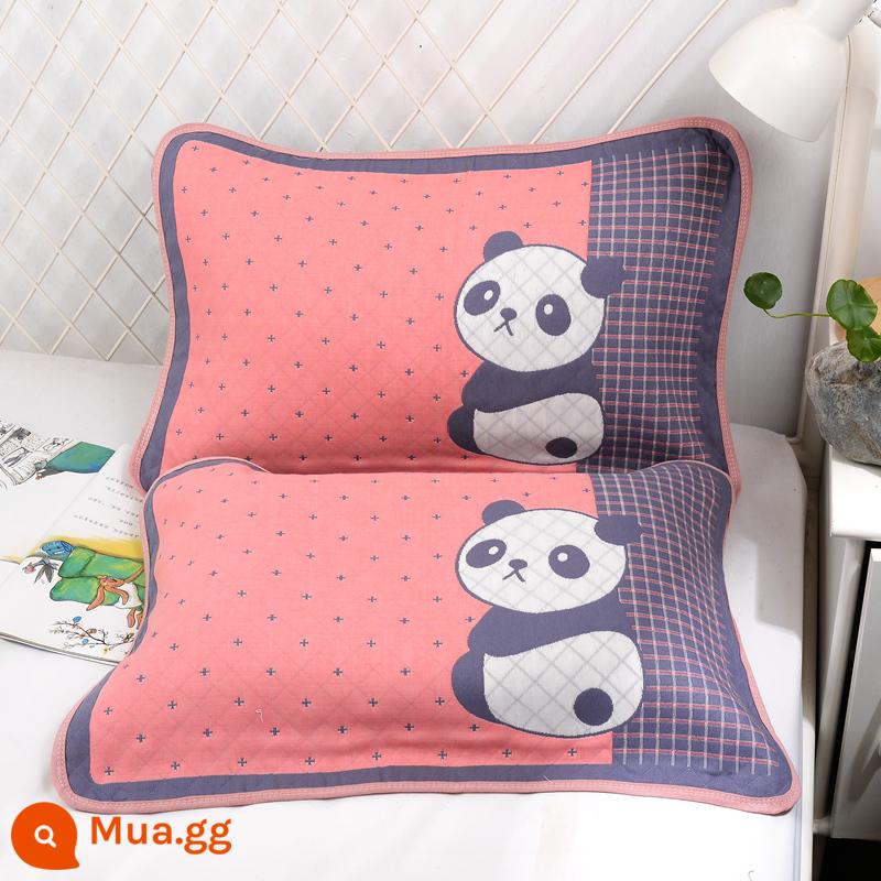 Khăn gối trẻ em cotton nguyên chất 6 lớp gạc hoạt hình cho bé thấm hút mồ hôi và thoáng khí khăn gối cotton cho bé mẫu giáo mùa hè - Gấu trúc đỏ/đơn