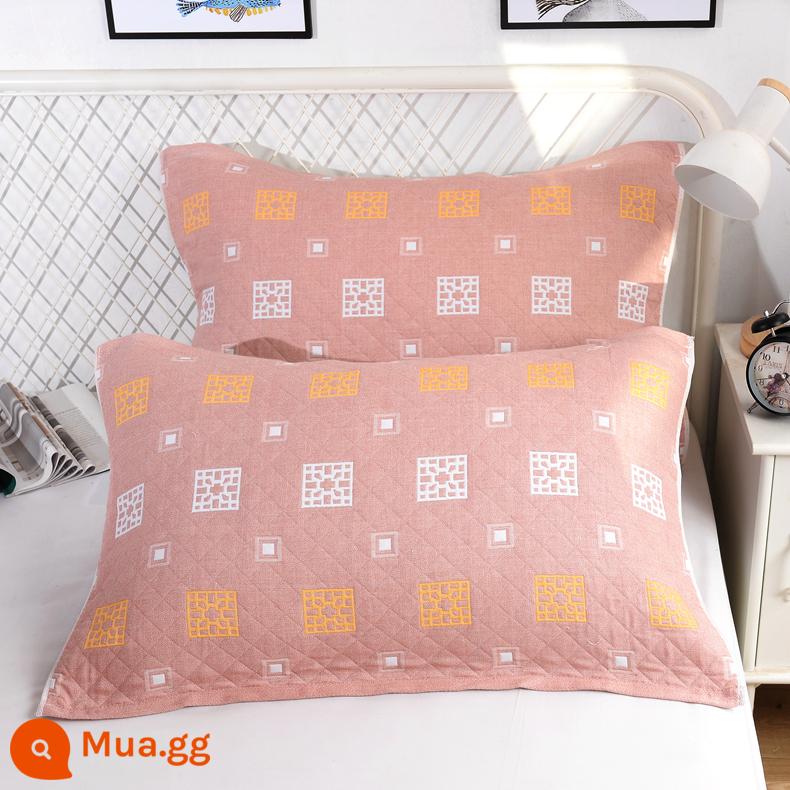 Khăn gối cotton nguyên chất cotton gạc dày vài gối đầu khăn một đôi người lớn Plus bốn mùa gối đơn bao khăn - 1 cặp bột khối Rubik