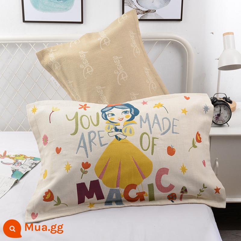 Vỏ gối bằng gạc bông nguyên chất một cặp vỏ gối bằng cotton dày và to đầy đủ Vỏ gối cho người lớn thấm mồ hôi và thoáng khí - Bạch Tuyết (cặp)