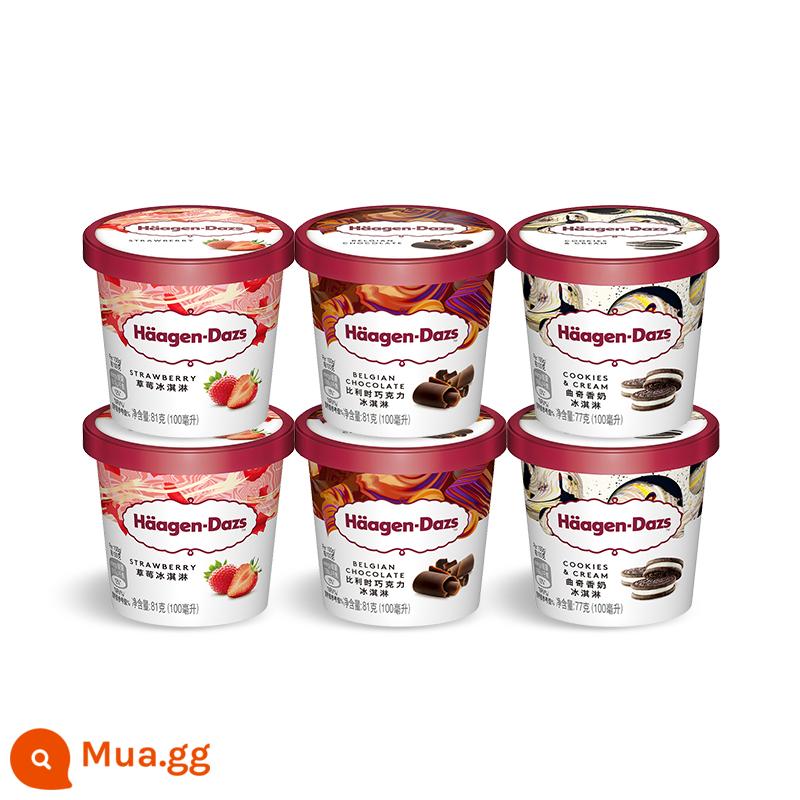 [Chuỗi cửa hàng lạnh SF] Kem Haagen-Dazs gói sáu cốc Kem sô cô la dâu tây cổ điển - [Hương dâu*2+Hương sô cô la Bỉ*2+Hương bánh quy sữa*2](478g)