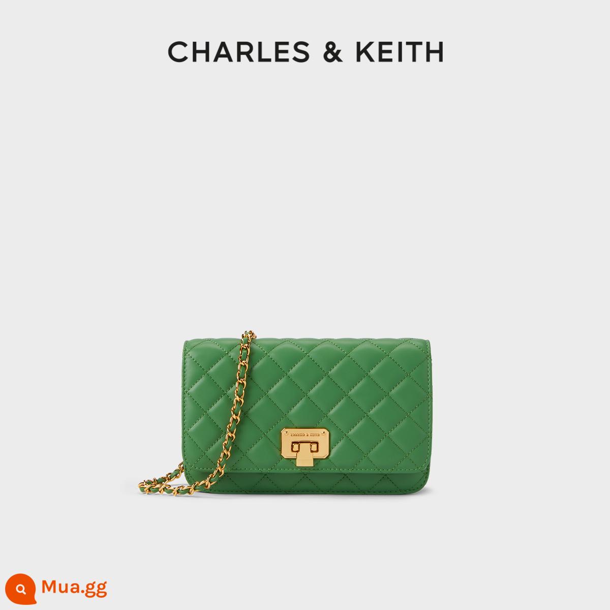 Túi xách nữ mùa xuân CHARLES&KEITH CK2-70160082-2 túi đeo chéo nữ dây chuyền hình thoi - CK2-70160112-4 Xanh lục