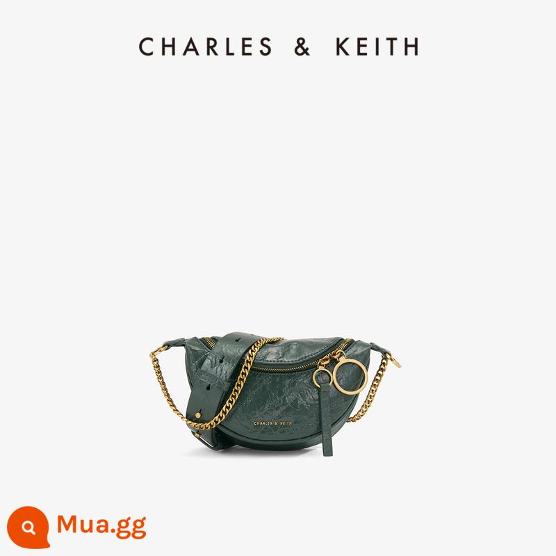 Túi xách nữ CHARLES&KEITH xuân hè CK2-80150844 trang trí vòng túi đeo vai di động túi thắt lưng nữ - Xanh ĐậmXanh Đậm