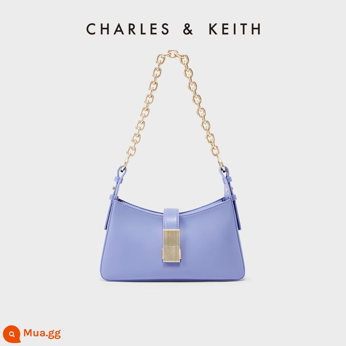 Túi xách nữ thu đông CHARLES&KEITH CK2-20781463 Túi đeo chéo nữ một vai baguette dây xích - Màu tím nhạt của hoa cà