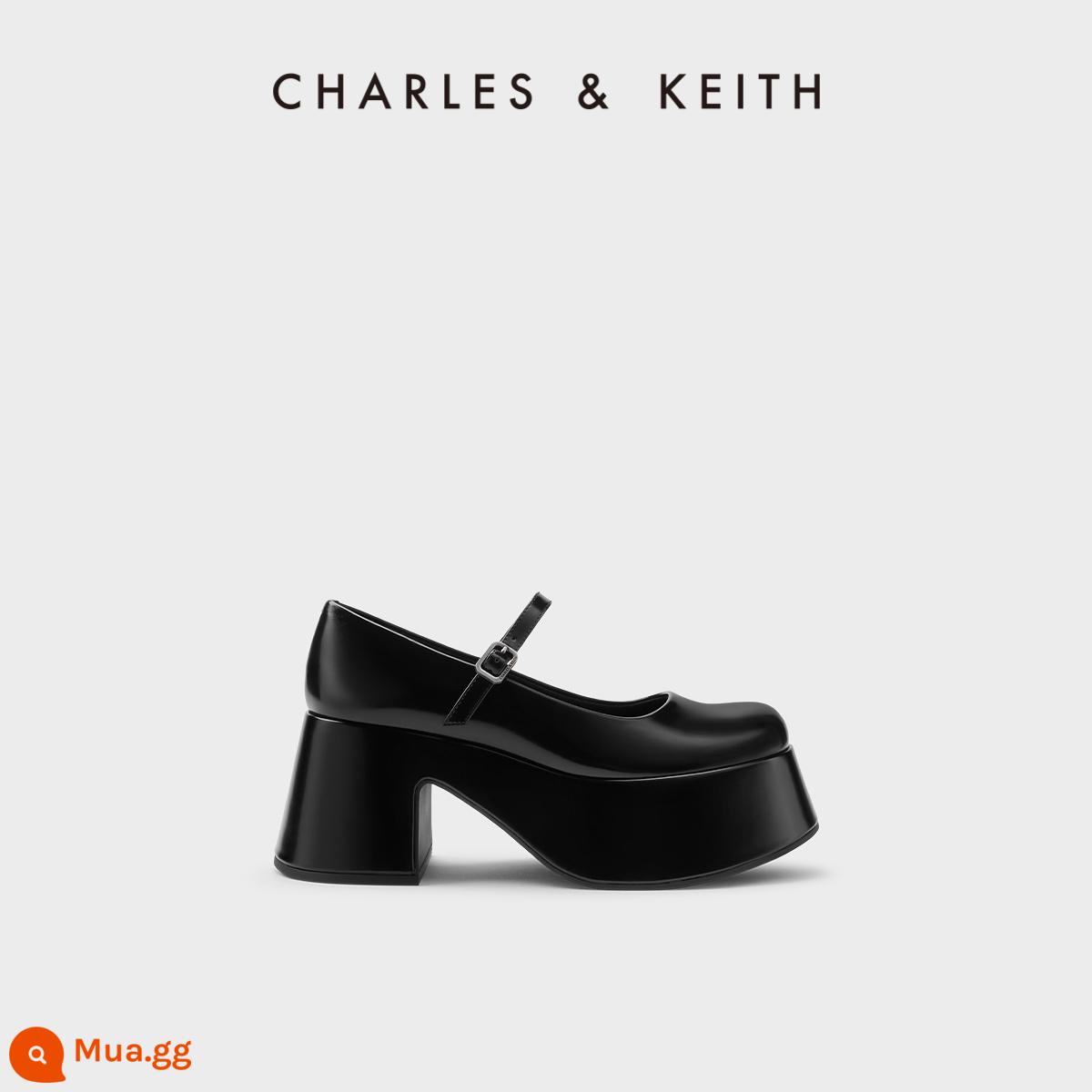 CHARLES&KEITH23 mùa xuân và mùa hè mới CK1-60361454 cổ điển giày cao gót giày đơn dày cao gót giày nữ - CK1-80920027Đen Đóng hộp đen