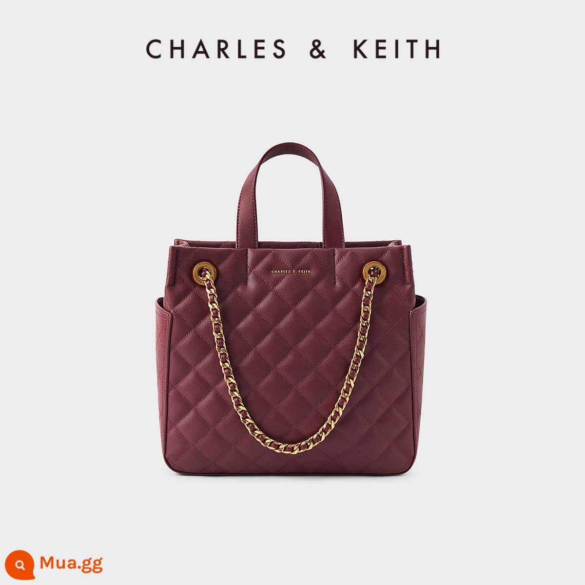 Túi xách nữ xuân hè CHARLES&KEITH CK2-30781394-1 túi đeo vai nữ dây xích kim cương - Rượu vang đỏ Burgundy